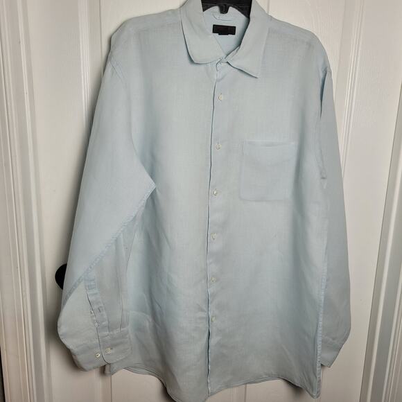 Express Shirt Mens XLarge Blue Irish Linen Button Down Relaxed Beach Mallcore - Picture 1 of 9